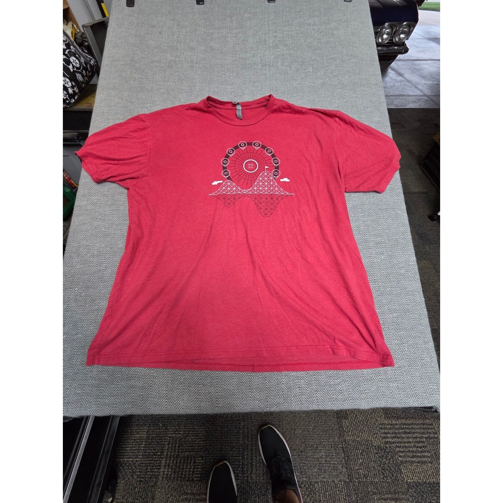 Next Level Apparel T-Shirt Mens 4XL Red Ferris Wheel Roller Coaster Graphic